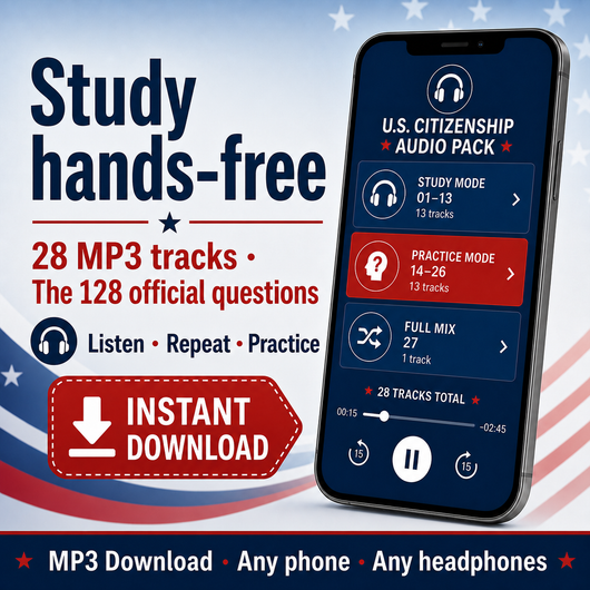 US Citizenship Audio Pack  2026 — 128 USCIS Civics Questions & Answers