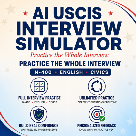 Full  USCIS Interview Practice — AI Officer, Unlimited Sessions 1 year access