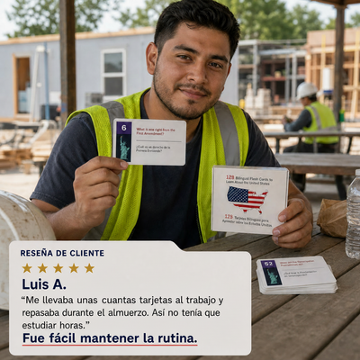 US Citizenship Flash Cards 2026 — 128 USCIS Civics Questions & Answers, Bilingual English & Spanish