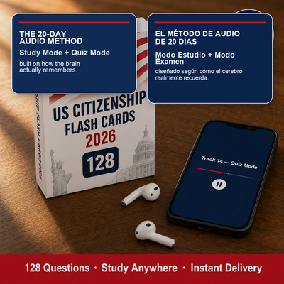 US Citizenship Audio Pack  2026 — 128 USCIS Civics Questions & Answers